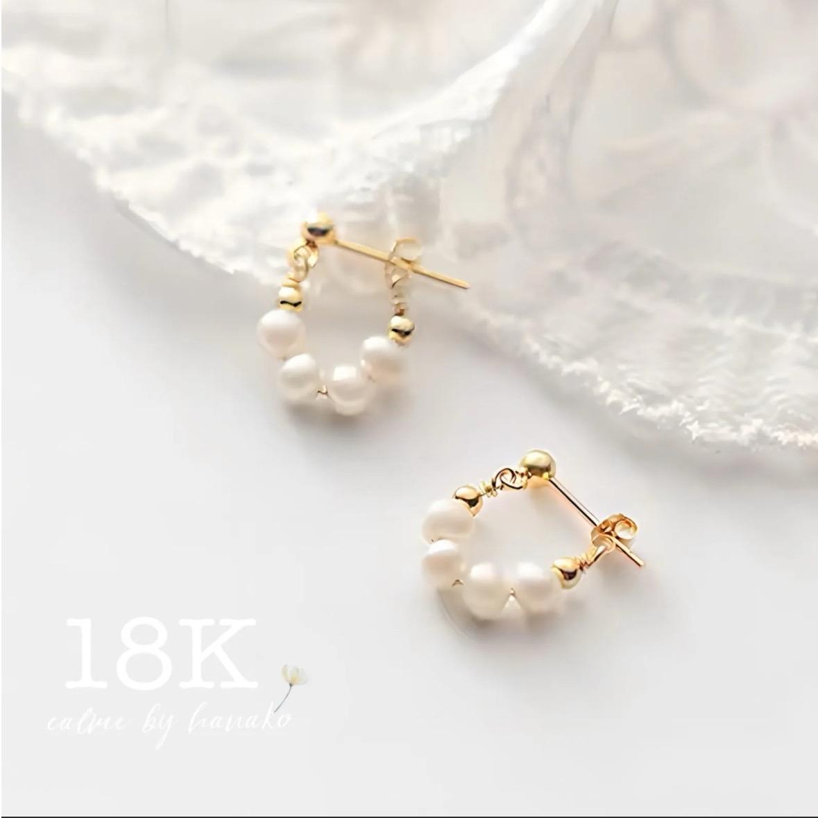 新作　シンプル　高品質　18K　繊細　上品　天然　淡水パール　淡水真珠　SILVER925　ピアス1枚目の画像
